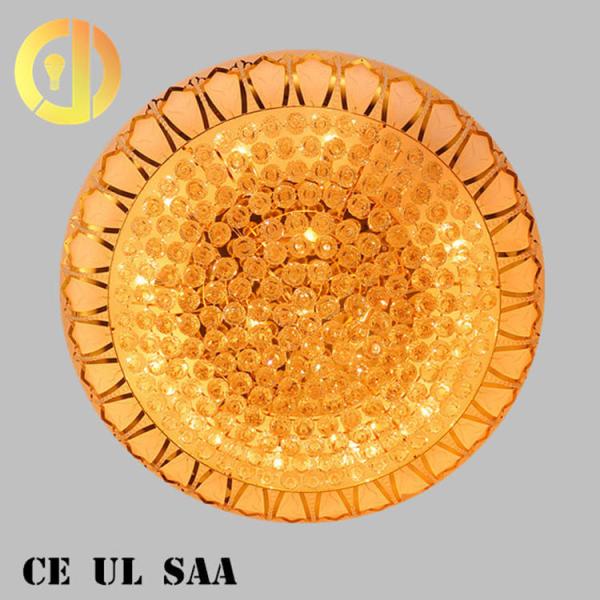 Lustre de luxe d'or de chambre à coucher de Crystal Led Ceiling Light Round