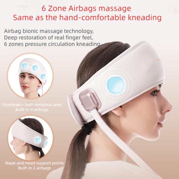 Electric Relaxing Head Massager Heating Wrap 6 Zone Airbag Head Spa Equipment