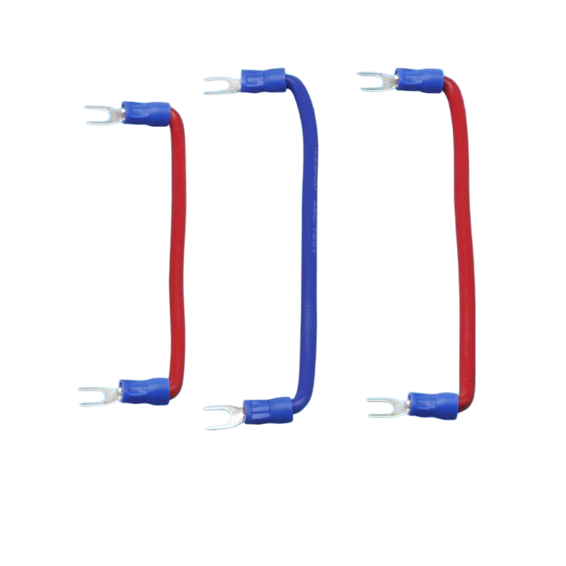 ODM Spade Fork Terminal Pre‑Crimped Jumper Wire Harness, Dual‑End Spade & Spade‑to‑Ferrule Jumper Cable Assembly for Terminal Block Battery Pack,Wire Harness Bulk Supplier