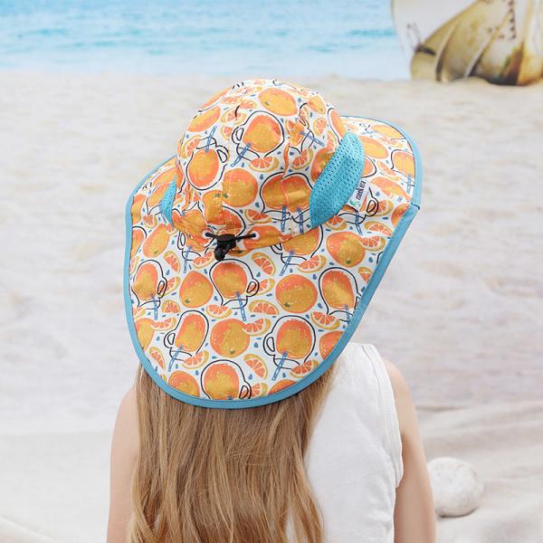 Adjustable Neck Flap Childrens Bucket Hats 46cm UV Protection OEM ODM