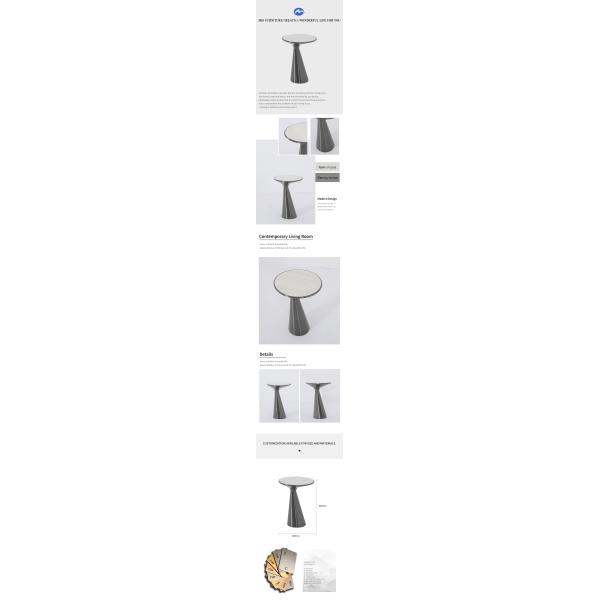 Sala de estar pequena mesa final de aço inoxidável mesa lateral com acabamento preto de cetim mármore natural mesa de metal superior