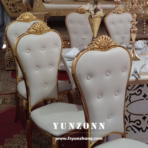 Luxury Royal Crown Head Wedding Chair Event Venue White and Gold Dining Chairs