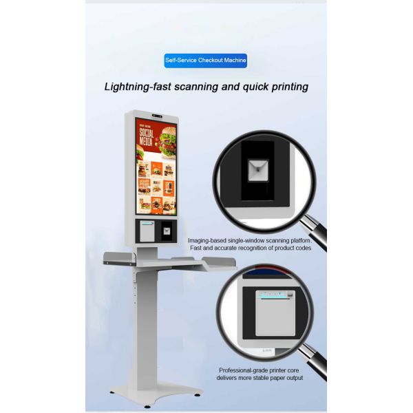 27 inch Android Floor Stand Ordering Kiosk Machine With Thermal Printer/QR Code/RFID