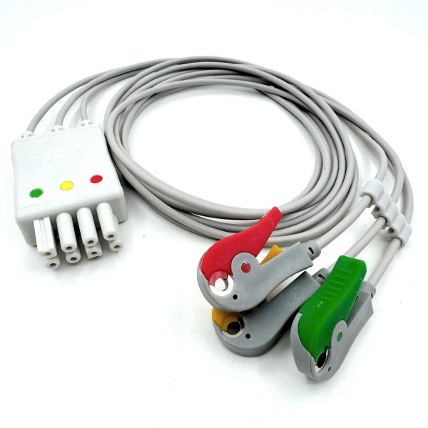 High Quality Med Accessories IEC Color Model RoHS Certified 3-Lead Grabber ECG Leadwire Compatible Nihon Kohden