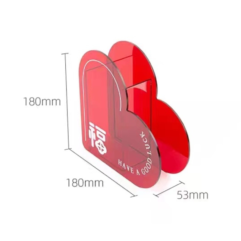 Modern Custom Red Acrylic Heart Vase Rectangle Design for Coffee Table Wedding Gift Injection Technics