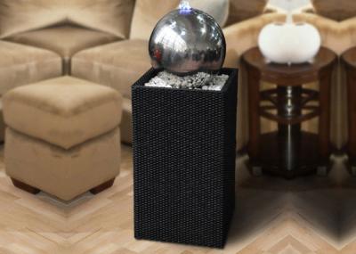 34 Inch Contemporary Lighted Stainless Steel Ball Water Feature