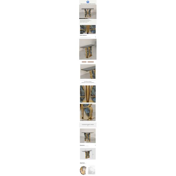 Stainless Steel Console Table Wall Table With Shiny Bright Natural Marble Top Metal Base Living Room Use