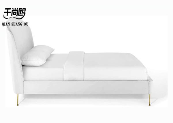 White leather curve design simple low-key bedroom platform bed-Double-King