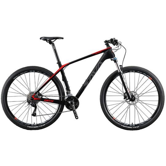 Bici de montaña roja negra de SHIMANO DEORE, 27 velocidades DECK2.0 Sava Carbon