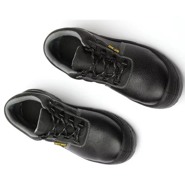 Black Leather Non Slip Work Shoes Durable Steel Tip Safety Shoes For Men