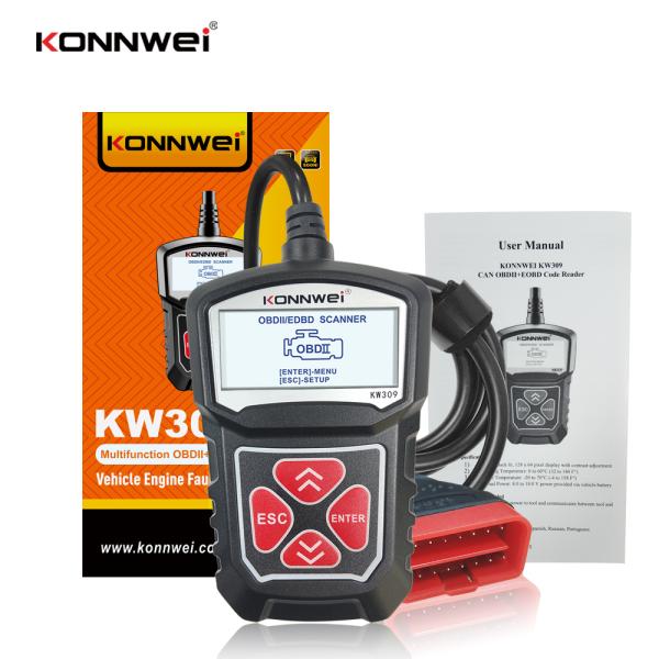 читатель кода автомобиля 16pin OBDII DLC Konnwei Kw309 с экраном 2inch