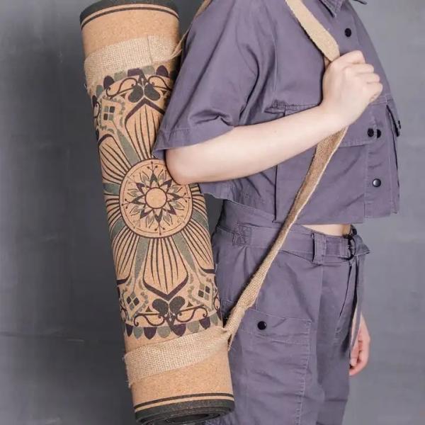Wholesale Custom Yoga Mats Ecological Non-slip Fitness Gym Handle Bag Cork Carry Strap Yoga Mat With Strap