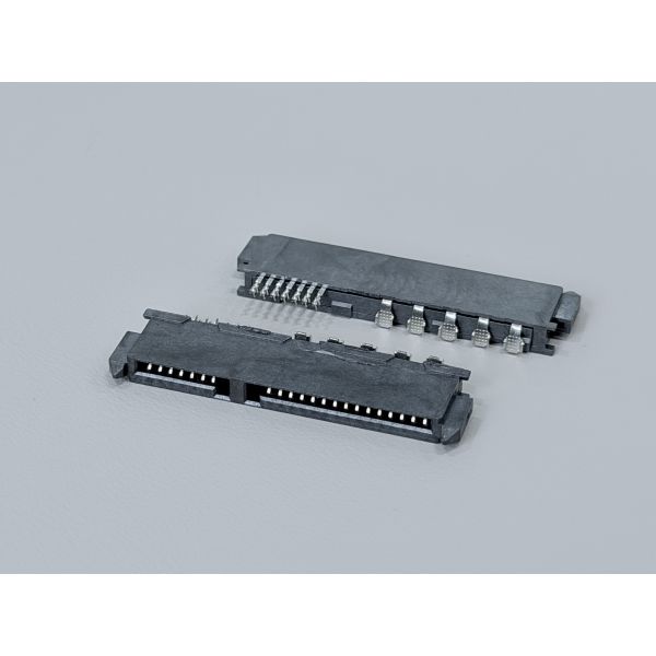 High-Speed SATA 22P IDC Female Pin Connector with Locating Peg, Phosphor Bronze Terminals & Gold G/F Plating | PCB Wire Cable Electronic Connector for Customization