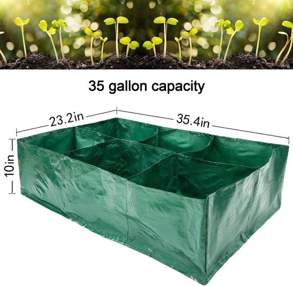 Garden Planter, Fabric Grow Beds Divided Grids, Planting Bags with Drainage Holes, PE Planter Pots for Tomatoes