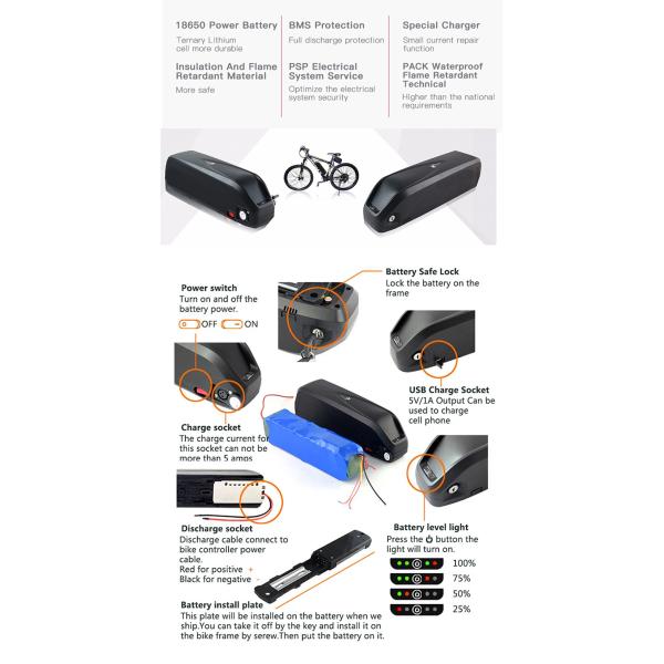 1000w 8ah 48v Triangle Battery For Power EBike Lightweight