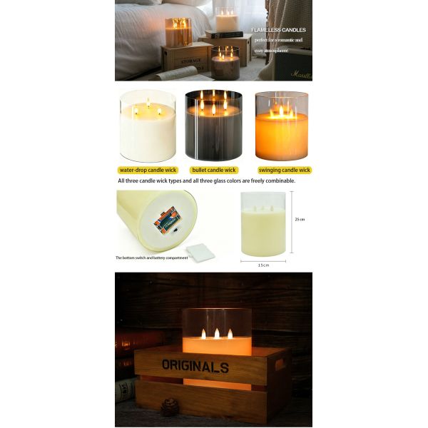Extra Large 6X10'' Real Wax Flameless LED Candle with Remote Control and Timer