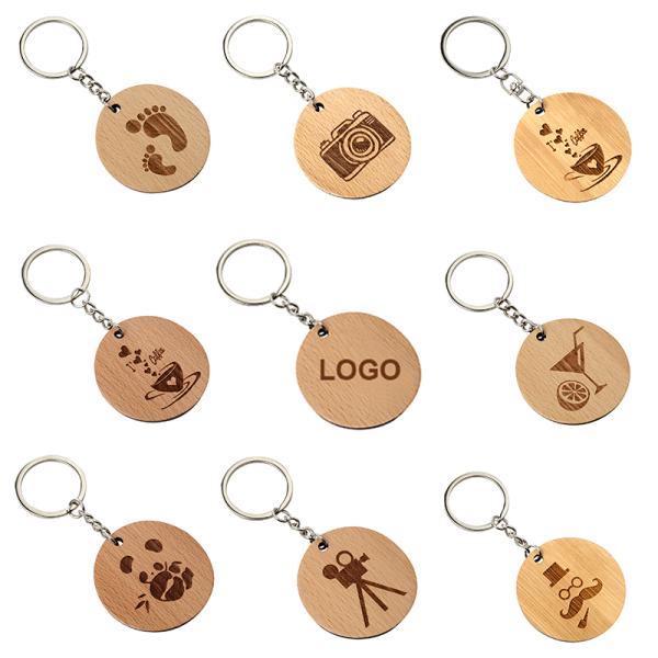 Персонализированное деревянное Keychains с именем подгоняло круглое кольцо для ключей сублимации