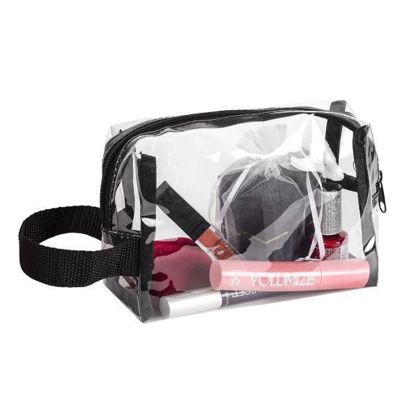 Transparent Beauty Bag Water Resistant Cosmetic Bag with Zipper and Handle