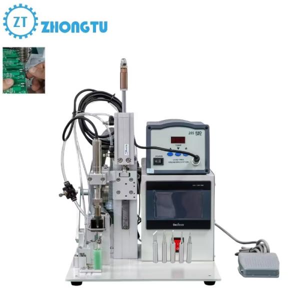 220V Semi Automatic Tin Soldering Machine with 40×40×50cm Compact Design Detachable Soldering Iron Holder and Metal Stand