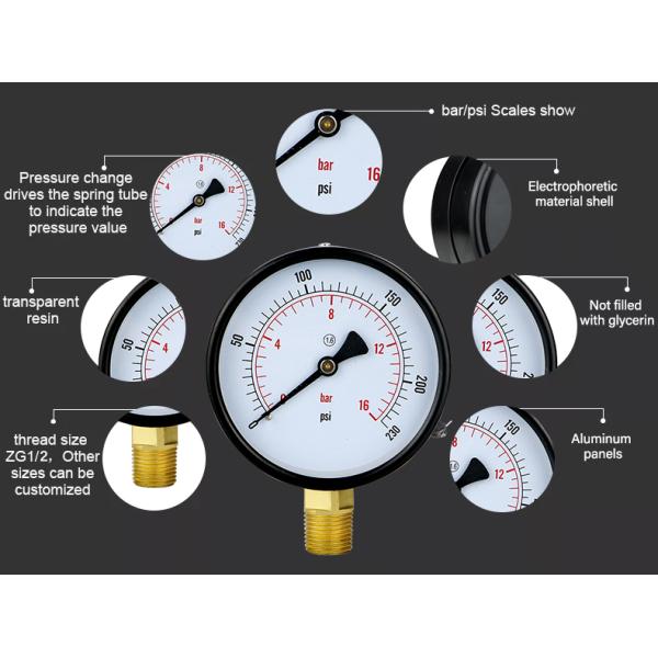 4 Inch Panel Manometer Precision Pressure Gauge Hydraulic with Customized Support OEM