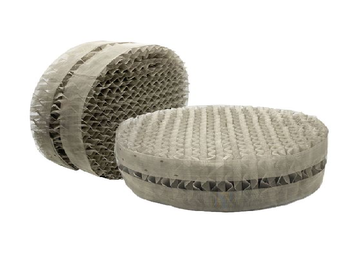 High Efficiency Metal Structured Packing For Low Pressure Drop And Throughput