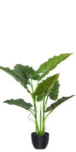 Artificial Bird of Paradise Plants 6 Ft Fake Tropical Palm Tree with Trunks in Pot and Woven Seagrass Belly Basket