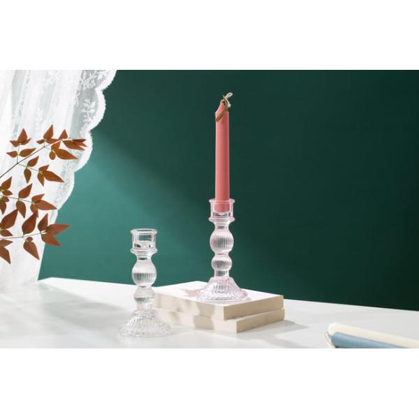 6 Inch Color Glass Candle Holder Machine Pressed Crystal Taper Candlestick Holders