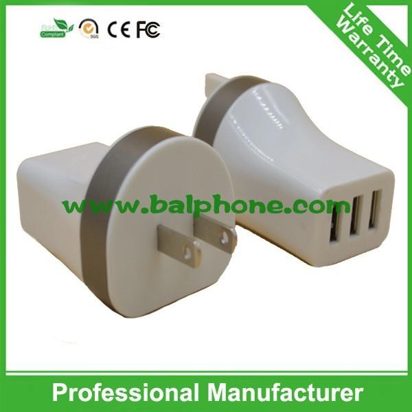EU US UK Plug 3 usb wall usb charger 5V3.1A