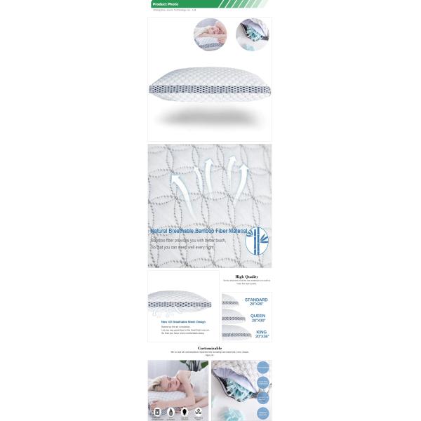 JOURM Cooling Shredded Memory Foam Pillow Hot Seller Washable Bed Bamboo For Sleeping