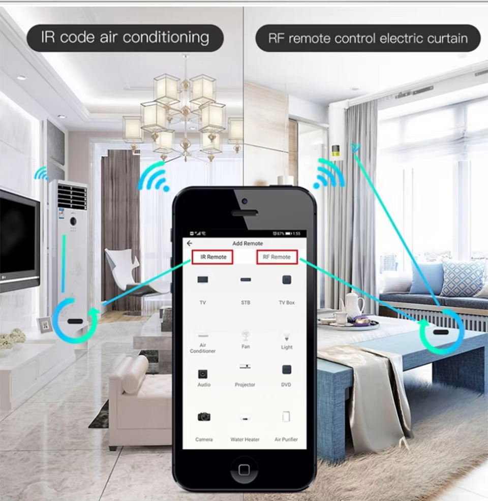 OEM/ODM Smart IR RF Hub, Tuya White Label Universal Remote Control for Smart Home Hotel HVAC System Integration
