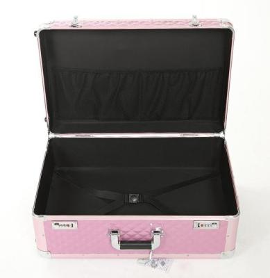 Pink Aluminum Beauty Case With Two Handles Rolling Cosmetic Case For Travel