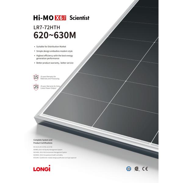 Longi 620W 625W 630W Solar Modules Monocrystalline Silicon Half Cell Solar PV Panel