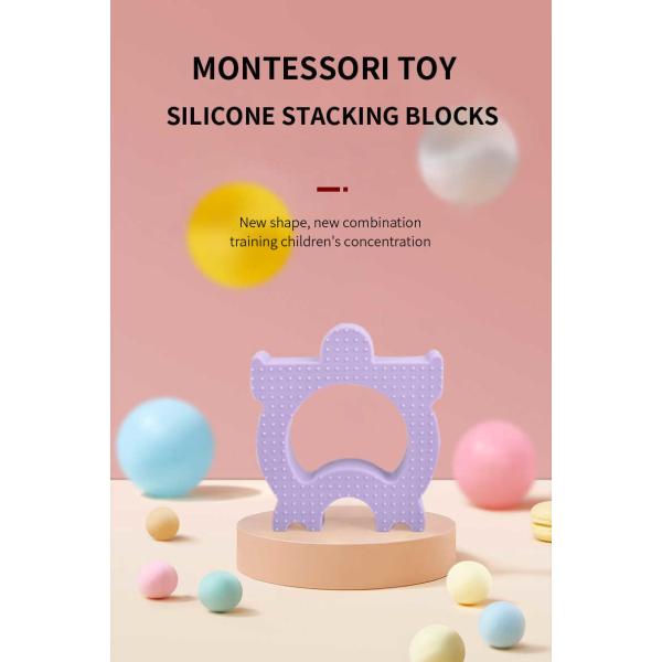 CPC 10pcs Silicone Building Blocks Childrens Silicone Toys Morandi Blue