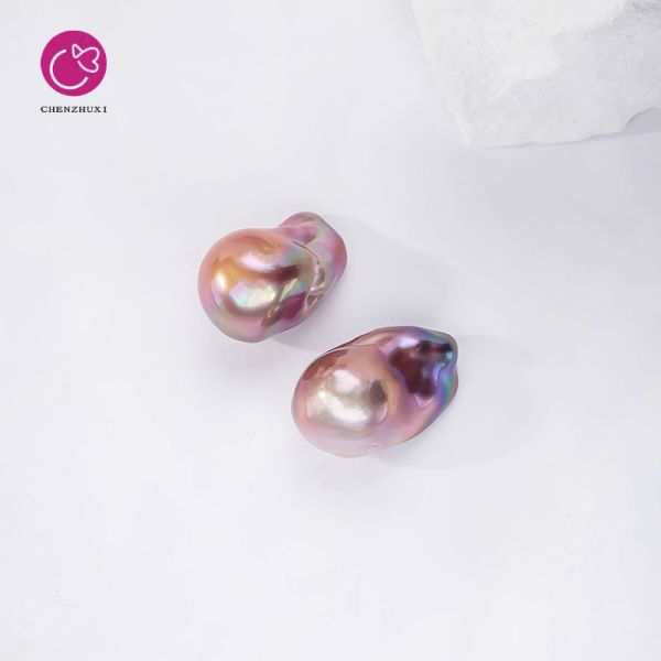 Dazzling Large Baroque Pearl Without Hole Purple Loose Pearl Bright Flawless DIY Handmade Material