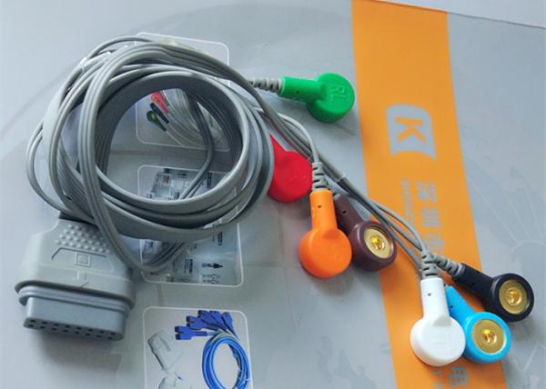 DMS Holter ECG Cable , 7 Leads IEC Snap Electrode Lead Wires DB Pin Connector