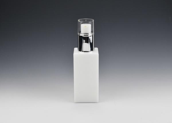 Custom 2OZ 60ml Square Opal White Glass Cosmetic Bottles, Luxury Skincare Bottle High Quality Glass Bottle Manufacturers