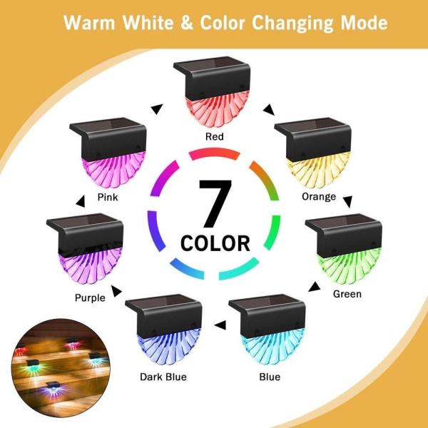 Acrylic LED Shell Shaped Step Garden Fence Solar Lights RGB Colorful Warm White