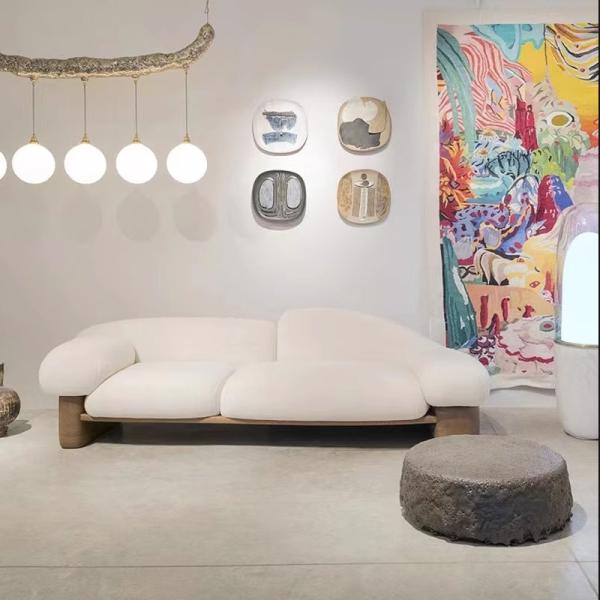 Italian Minimalist Hotel Lobby Furniture Nordic Fabric Cloud Shape Light Luxury Curved Sofa