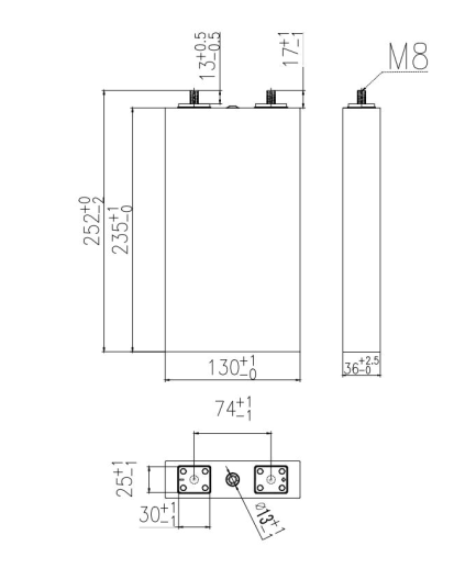 BJN-LFP100AHC 3.2V 100AH Lifepo4 Призматическая ячейка для телекоммуникационных станций Солнечная система UPS