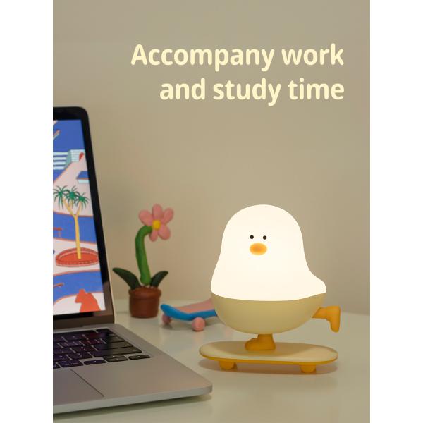Modern Rechargeable LED Skateboard Chicken Night Lamp ABS Bedroom Desktop Decor With Touch Power Holiday Gift For Sleepers