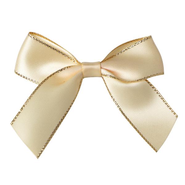 Customized Mini Packaging Bow with Handmade Gold Wired Satin Ribbon Handmade