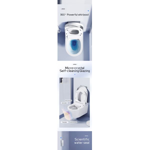 ARROW Luxury Smart Toilet with Concealed Tank Wall-mounted One Piece Design and Remote Control for Hotel Use