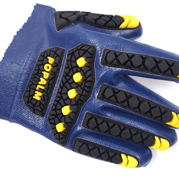 Blue Nitrile Fully Coated Chemical Resistant Impact Protection TPR Gloves Chemical Corrosion