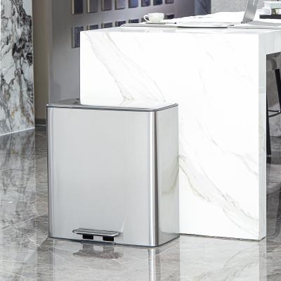 Casa Cozinha Pedal de pé de aço inoxidável Lixeira de lixo 56L Capacidade Suave fechar balde interior