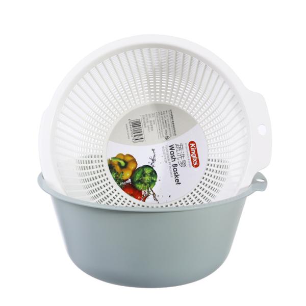Plastic Double Layer Asphalt Basket For Kitchen Wash Vegetables Fruits