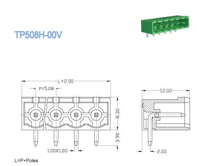 Male Header PCB Plug In Terminal Blocks Connector Pitch 5.08mm , 300V 18A , 2P - 24P