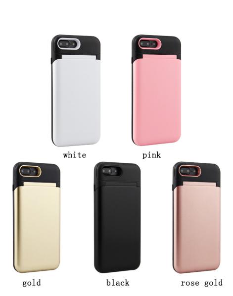 TPU PC 2 in 1 pink card slot phone case with a mirror for iphone X 6splus 7plus