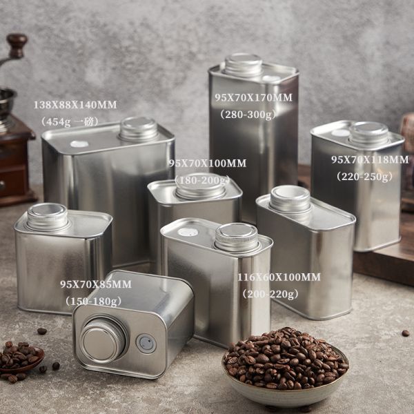 250g Degassing Valve Coffee Bean Packaging Food Grade Metal Can Vintage Coffee Can