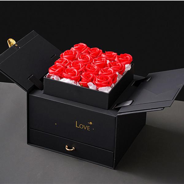 Fin boîte cadeau de bijoux ronde personnalisée avec portes doubles et traitement d'impression de vernis