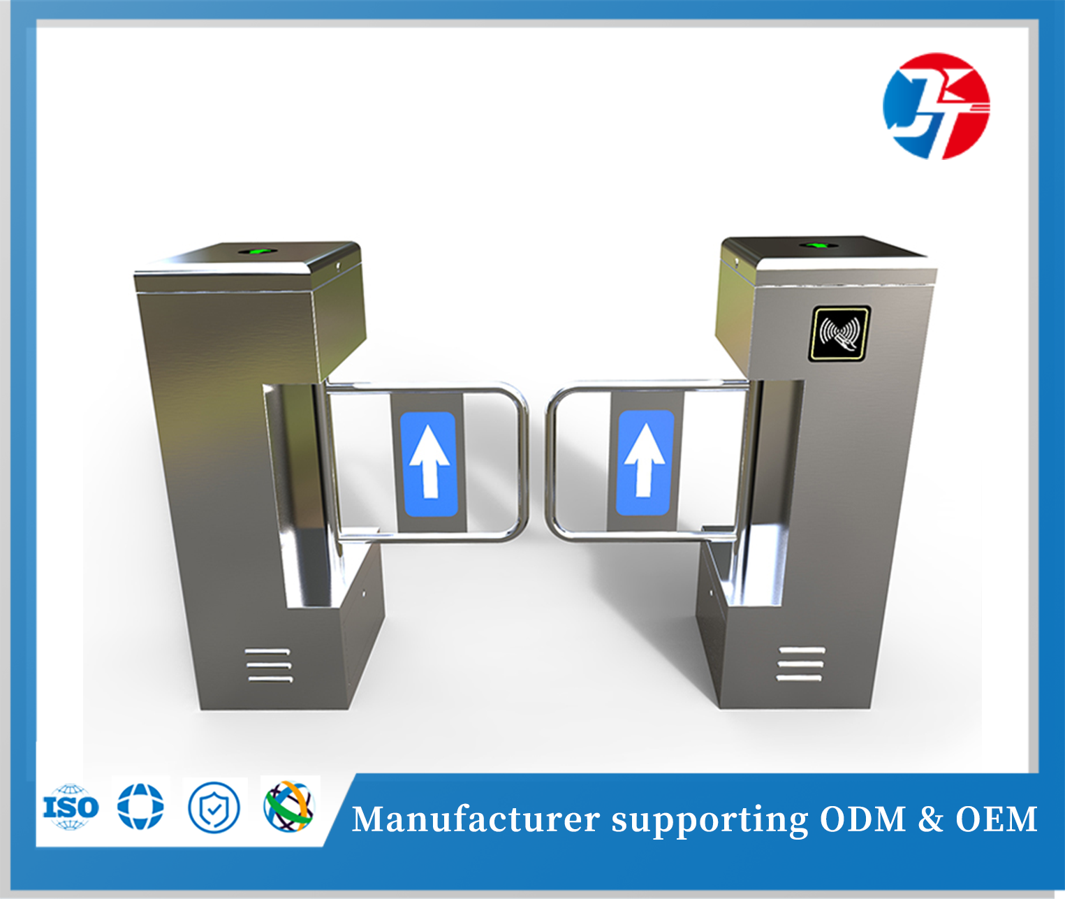 Anti Pinch Supermarket Entrance Turnstile , Revolving Automatic Turnstile Gate